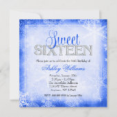 Snowflake Sparkle Blue Winter Wonderland Sweet 16 Kaart (Voorkant)