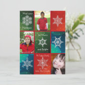 Snowflake Squares Winter Fotokaart Feestdagenkaart (Staand voorkant)
