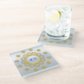 Snowflake Star Holiday Gold Silver Lacy Cirkel Glazen Onderzetter (Schuin)