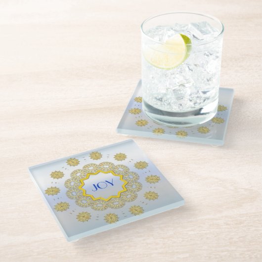 Snowflake Star Holiday Gold Silver Lacy Cirkel Glazen Onderzetter (Schuin)