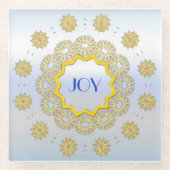 Snowflake Star Holiday Gold Silver Lacy Cirkel Glazen Onderzetter (Voorkant)