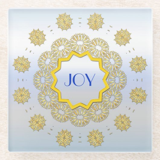 Snowflake Star Holiday Gold Silver Lacy Cirkel Glazen Onderzetter (Voorkant)