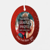 Snowflake Stars 2 Foto's rood gepersonaliseerd Metalen Ornament (Voorkant links)