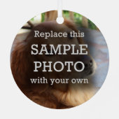 Snowflake Stars 2 Foto's rood gepersonaliseerd Metalen Ornament (Achterkant)