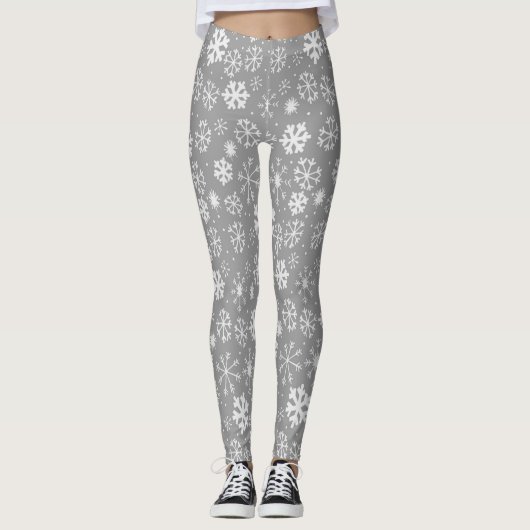 Snowflake storm in zilver grijs leggings (Voorkant)