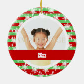 Snowflake strepen fotosjabloon keramisch ornament (Achterkant)