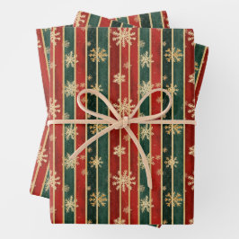 Snowflake Stripe Kerstvakantie inpakpapier Vel