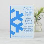 Snowflake Sweet 16 Uitnodiging (Staand voorkant)