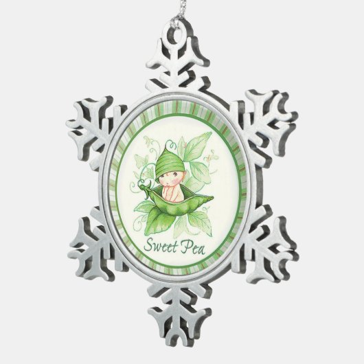 Snowflake Sweet Pea Framed Ornament (Rechts)