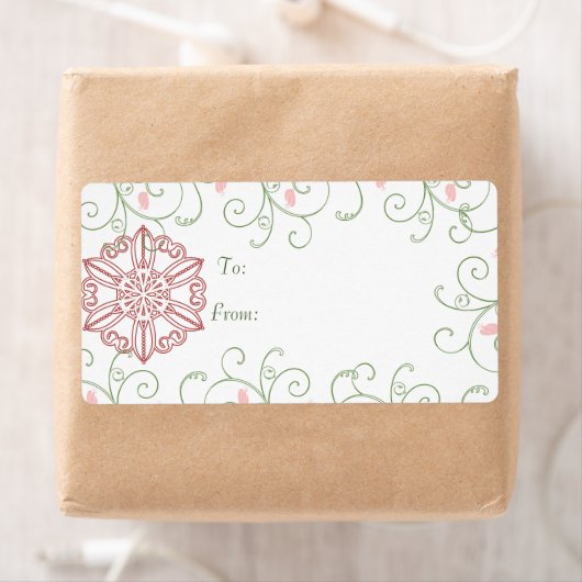 Snowflake Swirl-kerstcadeautjes Labels (Insitu)