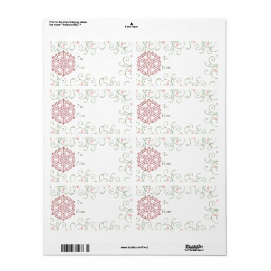 Snowflake Swirl-kerstcadeautjes Labels (Full Sheet)