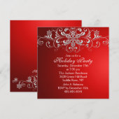 Snowflake Swirl Rood & Wit Vakantie Uitnodigen Kaart (Voorkant / Achterkant)