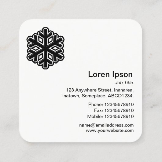 Snowflake-symbool - zwart vierkante visitekaartje (Achterkant)