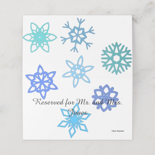 Snowflake  tafel/plaats kaarthouder plaatskaartje (Buitenkant ongevouwen)