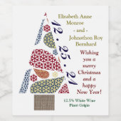 Snowflake tapijten - kerstetiket met bomen wijn etiket (Enkel label)