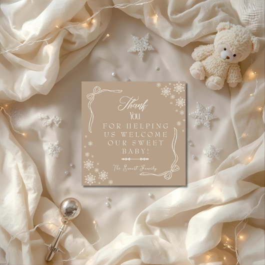 Snowflake Taupe  Labor & Delivery NICU Hospital   Bedankkaart
