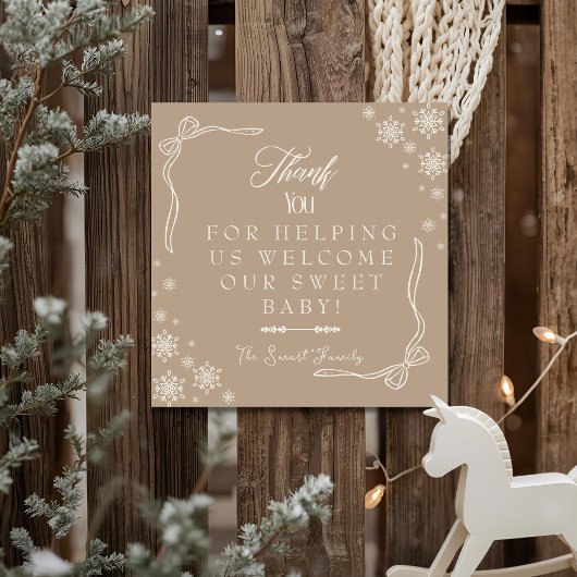 Snowflake Taupe Labor & Delivery NICU Hospital Bedankkaart