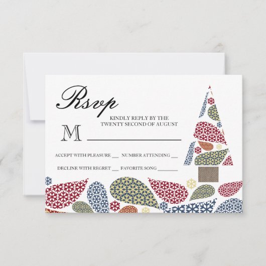 Snowflake Teardrops Boom RSVP Kaartje (Voorkant)