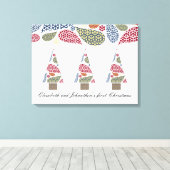 Snowflake Teardrops Tree Canvas afdrukken (Insitu (Houten vloer))