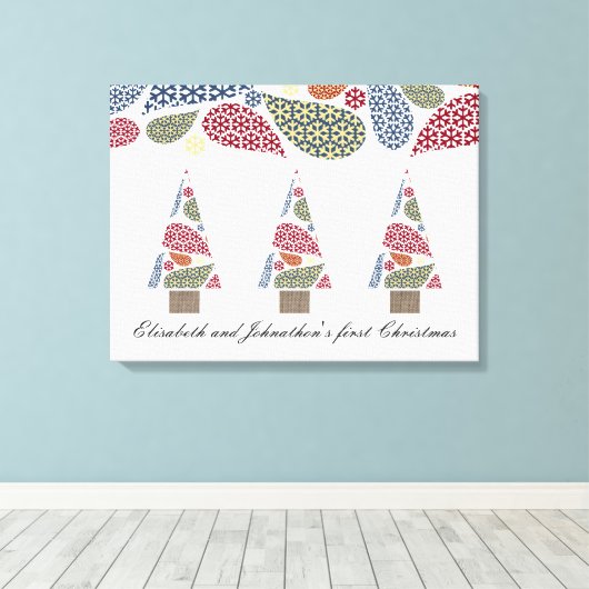 Snowflake Teardrops Tree Canvas afdrukken (Insitu (Houten vloer))