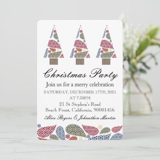 Snowflake Teardrops Tree-kerstfeest Kaart (Staand voorkant)