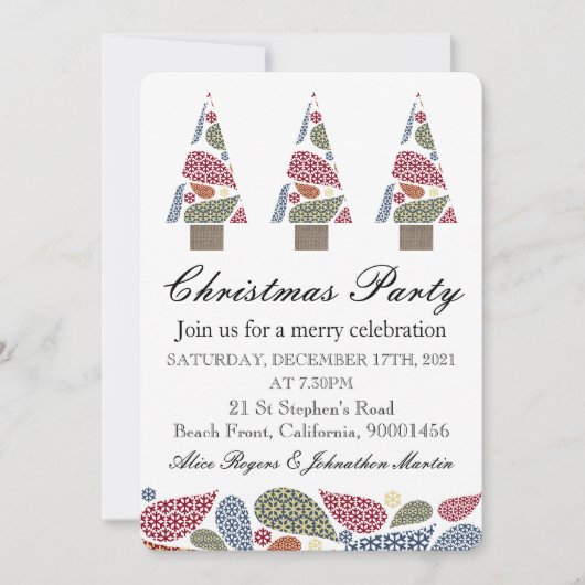 Snowflake Teardrops Tree-kerstfeest Kaart (Voorkant)