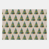 Snowflake tekening van de waterverf kerstboom inpakpapier vel (Voorkant 3)