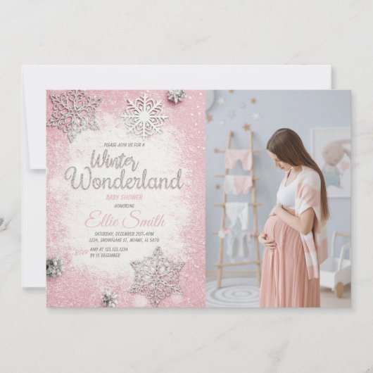 Snowflake Theme voor Baby Girl Kaart (Voorkant)