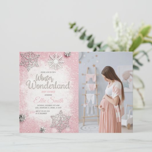 Snowflake Theme voor Baby Girl Kaart (Staand voorkant)