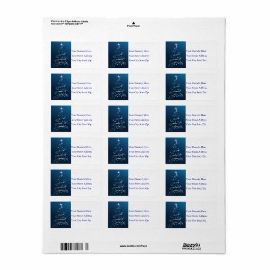 Snowflake Tree in Blue Address Label (Full Sheet)