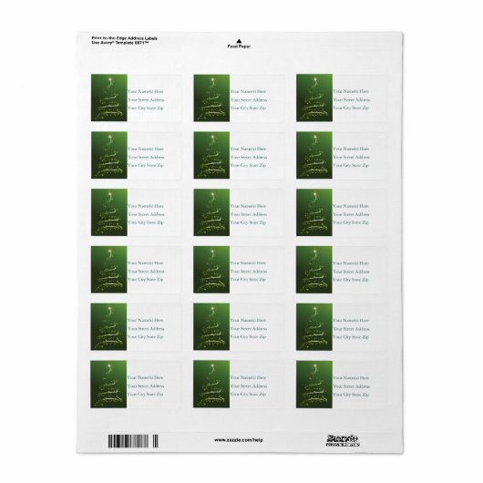 Snowflake Tree in Green Address Label (Full Sheet)