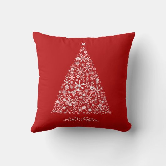 Snowflake Tree on Red Kussen (Achterkant)