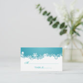 Snowflake turkooizen winterbruiloft plaatskaartje (Staand voorkant)