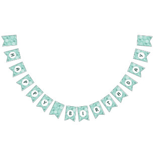 Snowflake Turquoise-Blue Happy Birthday Vlaggetjes