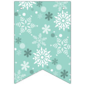 Snowflake Turquoise-Blue Happy Birthday Vlaggetjes (Eerste vlag)