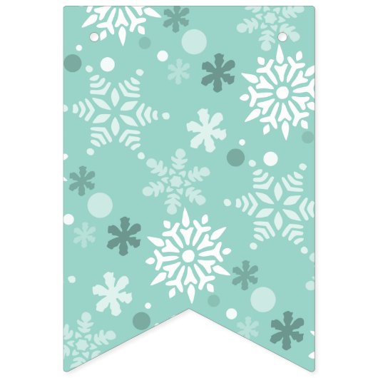 Snowflake Turquoise-Blue Happy Birthday Vlaggetjes (Eerste vlag)