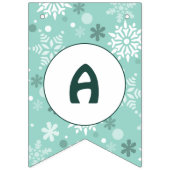 Snowflake Turquoise-Blue Happy Birthday Vlaggetjes (Derde vlag)