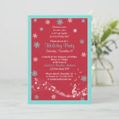 Snowflake Turquoise Red White Kerstfeestdag Kaart (Staand voorkant)