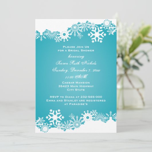 Snowflake turquoise vrijgezellenfeest voor winterb kaart (Staand voorkant)