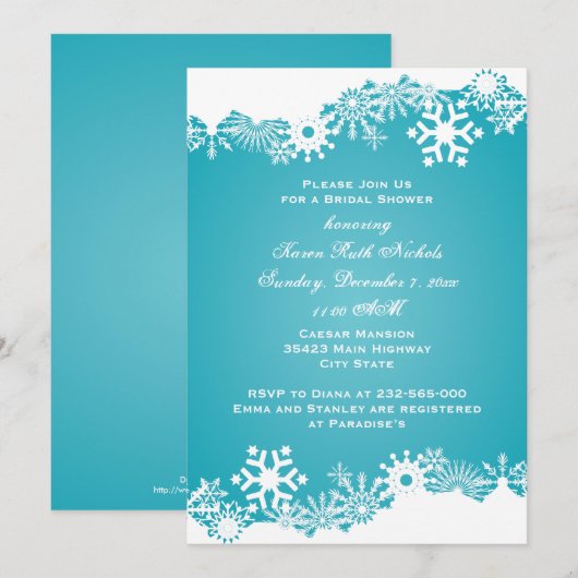 Snowflake turquoise vrijgezellenfeest voor winterb kaart (Voorkant / Achterkant)