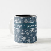 Snowflake Tweekleurige Koffiemok (Voorkant links)