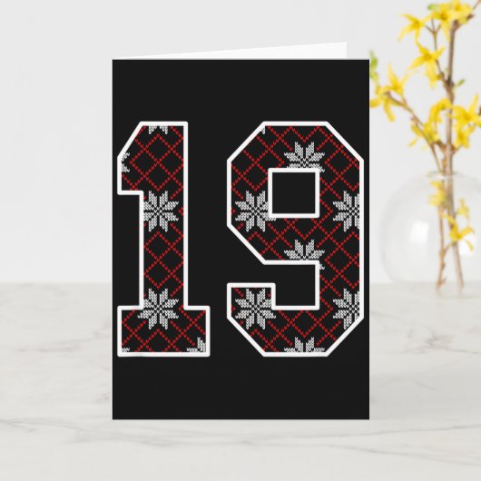 Snowflake Ugly Christmas Number 19 Uniform #19 Jer Kaart (Gele Bloem)