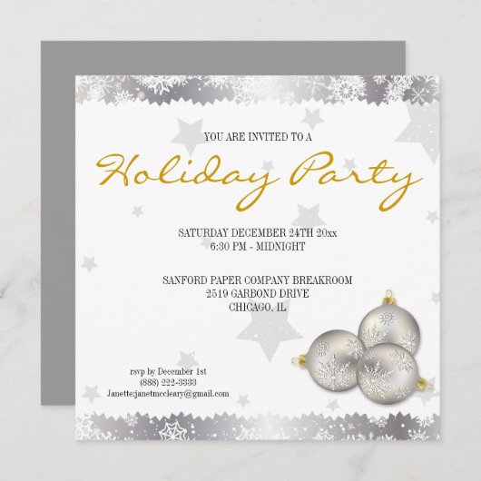 Snowflake-uitnodigingen voor kerstfeestdag met hoo kaart (Voorkant / Achterkant)