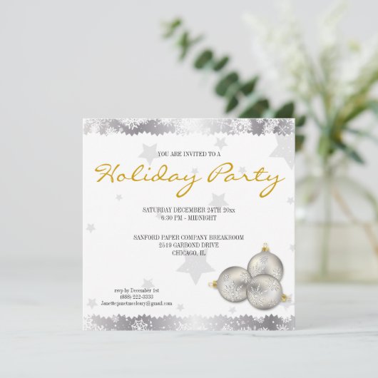 Snowflake-uitnodigingen voor kerstfeestdag met hoo kaart (Staand voorkant)