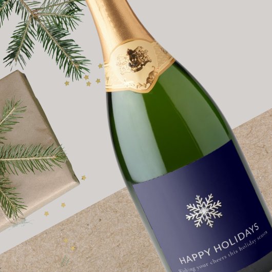 Snowflake Vakantie Champagne Label Sparkling Wijnetiket