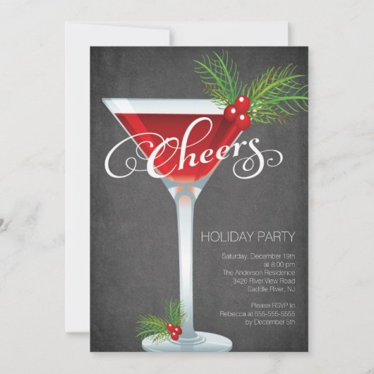 Snowflake Vakantie Cocktail Party Uitnodiging (Voorkant)