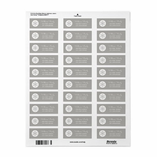 Snowflake Vakantie Kerstmis retour adres label (Full Sheet)