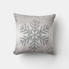 Snowflake van de feestdag met zilver Glitter Kussen