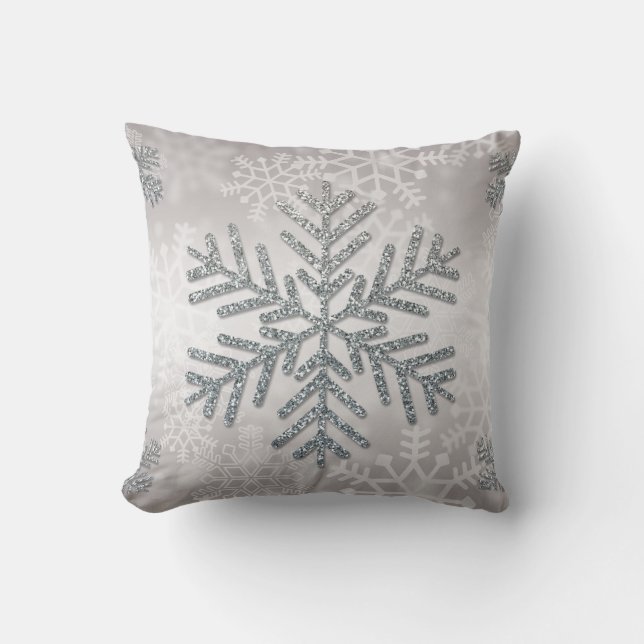 Snowflake van de feestdag met zilver Glitter Kussen (Voorkant)