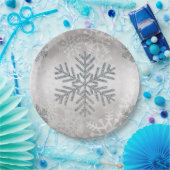 Snowflake van de feestdag met zilver Glitter Papieren Bordje (Feest)